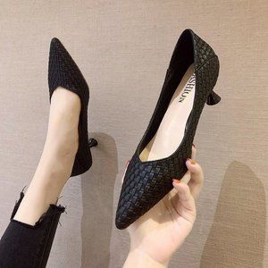 New autumn pointed toe pumps stiletto medium heel